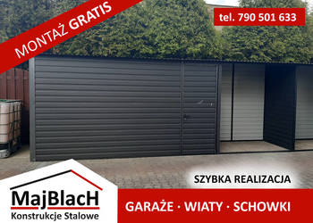 Garaż Blaszany GRAFITOWY Wiata Śmietnikowa -Garaże Blaszane -Maj-Blach