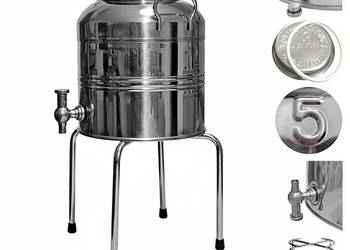 Antałek Beczka ze stali nierdzewnej beczułka bańka z kranikiem 1/2" inox 5L