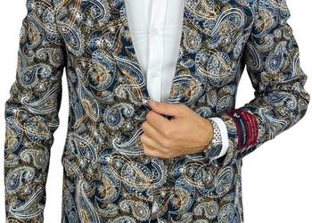 MARCO MILANO Marynarka męska C25 paisley, granatowa, beżowa, casual