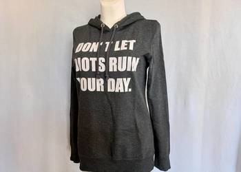 Bluza szara Kaptur napis MOTTO r. S-M Unisex stan bdb-