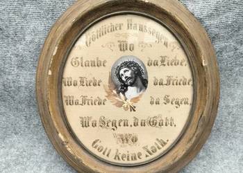 Stary niemiecki obraz " Błogosławieństwo domu "