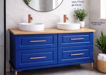 Szafka pod Umywalke Londyn (4-S) Niebieski Szafir Blat Dąb Producent BEKAS