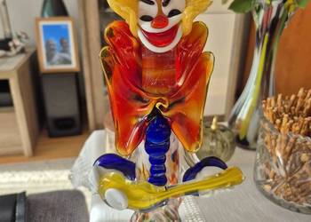 Duża figurka klaun szkło artystyczne Murano style 33 cm – stan idealny!