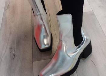 (42) Bonprix bpc/ Srebrne Botki kowbojki wieczorowe, NOWE