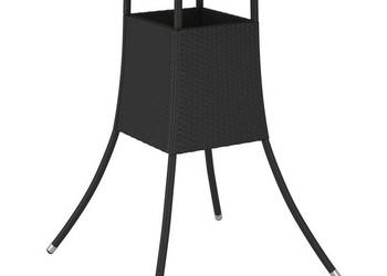 Ogrodowy stolik jadalniany czarny Ø 70 cm rattan PE i akacja WM-310466