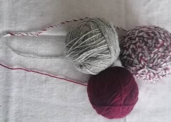 Wełna szara bordowa i melanż 3 motki waga 17dkg.Zestaw 6