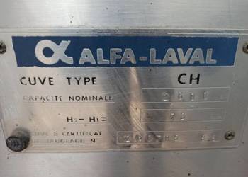 Zbiornik na mleko Alfa Laval 2600 litrów