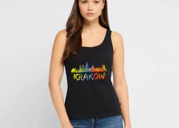 Koszulka na ramiączkach damski Kraków Abstrakcyjna Panorama miasta