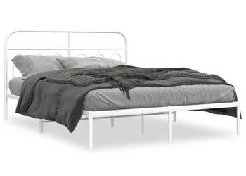 Łóżko Metalowe Białe Rama Łóżka Ze Stelażem Biała 150x200 cm WM-377168