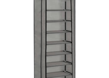 Szafka na buty z pokrowcem szara 57 x 29 x 162 cm tkanina WM-282432