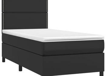 Łóżko z Materacem Kontynentalne Czarne Ekoskóra LED 100x200cm WM-3135867