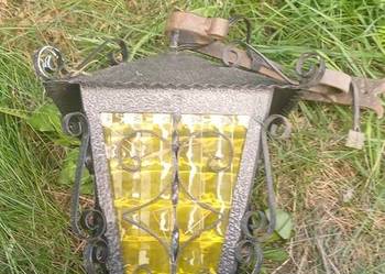 Francuska kuta lampa ogrodowa kinkiet vintage lata 60/70 miodowe szkło