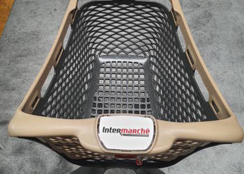 Wózek sklepowy plastikowy zakupowy 100 litrów Super lekki Beżowy