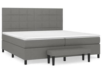 Łóżko kontynentalne z materacem ciemnoszara tkanina 200x200 cm WM-3136622