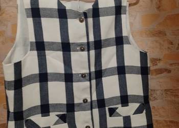 (2XL/3XL) ( 44/46)  Biało - granatowa kamizelka garniturowa z Londynu