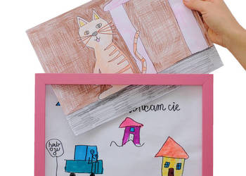 Ramka na rysunki dziecka A4 Ramki Artystyczne Dzieci 3D Sorbet Malinowy