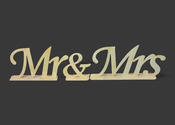 Napis na stół pary młodej :Mrs & Mr / dekoracja weselna