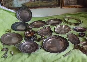 zbiór zabytkowej galanterii stołowej (platerów i naczyń posrebrzanych