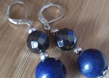 Cudne kolczyki lapis lazuli i hematyt fasetowany / rękodzieło