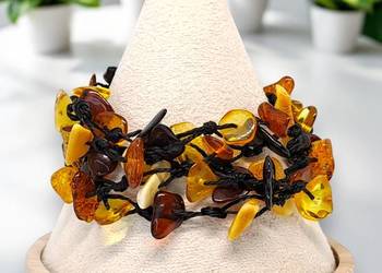 Bransoletka z bursztynu, bursztyn bałtycki sieć, kudłacz #840