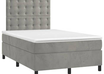 Łóżko kontynentalne z materacem i LED szare aksamit 120x200cm WM-3136353