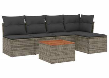 vidaXL 6-cz. zestaw mebli ogrodowych z poduszkami, szary(SKU:3223603)