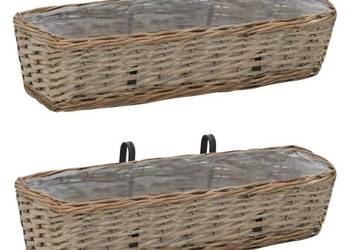 vidaXL Donice balkonowe, 2 szt., wiklina z wyściółką z PE, 60 cm(SKU246829)