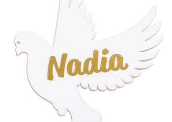 Gołąbki z imionami. Pierwsza Komunia, ozdoby styropianowe