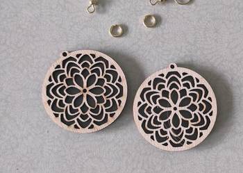 kolczyki handmade baza decoupage z biglami kol19