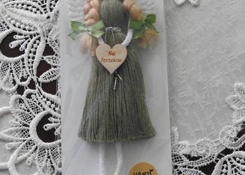 Aniołek, na szczęście, zawieszka, makrama, handmade, dekoracja, prezent