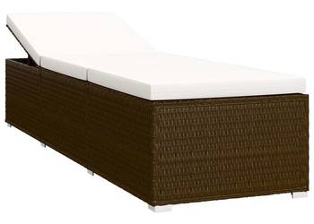 vidaXL Leżak z poduszką i stolikiem, polirattan, brązowy(SKU:46226)