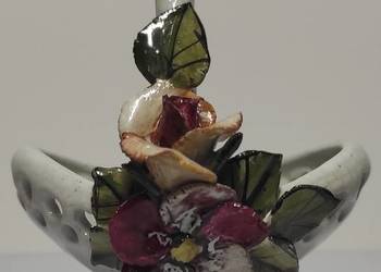 Porcelanowy koszyk koszyczek kosz z porcelany kwiaty kwiatki vintage 7/6,5