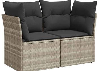 vidaXL Sofa ogrodowa z poduszkami, 2-osobowa, jasnoszara(SKU:366192)