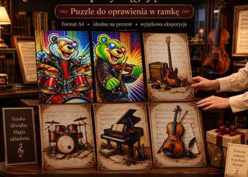 Puzzle Skrzypce Retro 88 el. - A4 27x19,5 cm Do Oprawienia w Ramkę