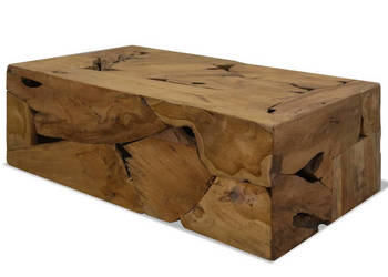 Stolik kawowy z drewna tekowego 90 x 50 x 30 cm brązowy WM-244558