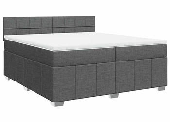 Łóżko kontynentalne z materacem ciemnoszara tkanina 200x200 cm WM-3287176