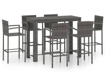 7-cz. zestaw mebli barowych z podłokietnikami rattan PE szary WM-3064815