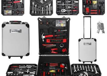 Duży zestaw narzędzi walizka narzędziowa na kółkach 189 elementów klucze w…