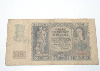 Stary banknot 20 złotych 1940 antyk unikat kolekcjonerski F