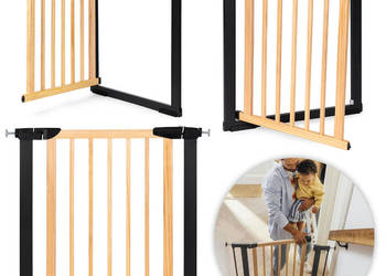 Bramka barierka zabezpieczająca 74-80 cm na schody i drzwi metal drewno EC…