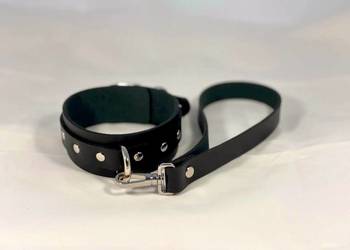 Choker z uchwytem, skóra naturalna
