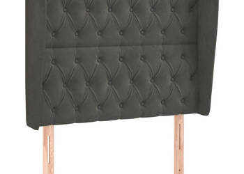 Zagłówek uszak ciemnoszary 103x23x118/128 cm aksamit WM-3118335