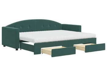 Sofa rozsuwana z szufladami ciemnozielona aksamit 80x200 cm WM-3197368