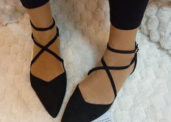 (40) ASOS Design/ Czarne baleriny wieczorowe z Londynu, NOWE