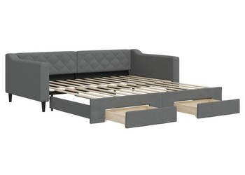 Sofa rozsuwana z szufladami ciemnoszara tkanina 100x200 cm WM-3197468