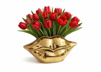 Złoty wazon osłonka usta