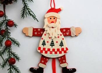 Mikołaj ruchomy zawieszka drewno Finlandia Laponia