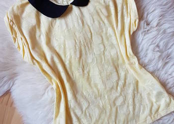 ŻÓŁTA BLUZKA KWIATY KOŁNIERZYK COLLAR ASOS 38 40