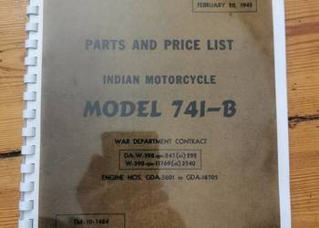 INDIAN 741 - B PARTS AND PRICE LIST