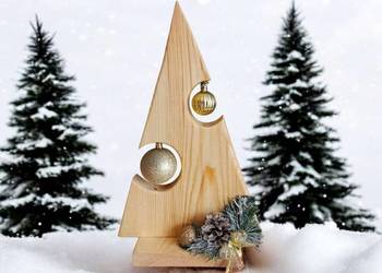 Choinka drewniana stroik świąteczny